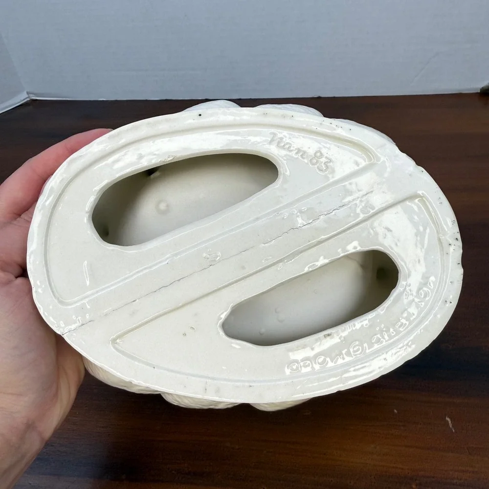 Vintage‎ 1983 Ceramic Circle of Geese Duck Centerpiece Bowl Cream 9.5in
